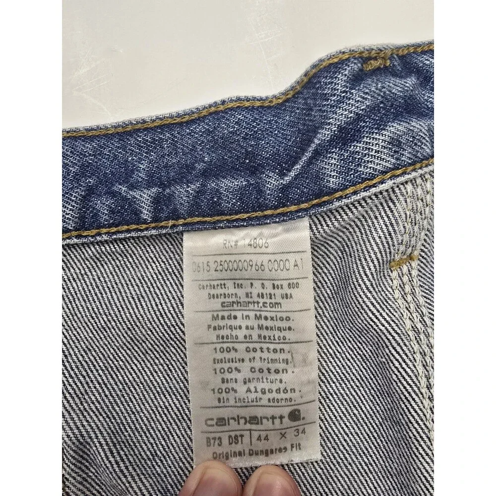 Carhartt Original Dungaree Fit Mens Carpenter Jeans Blue Denim Medium Wash 44x34